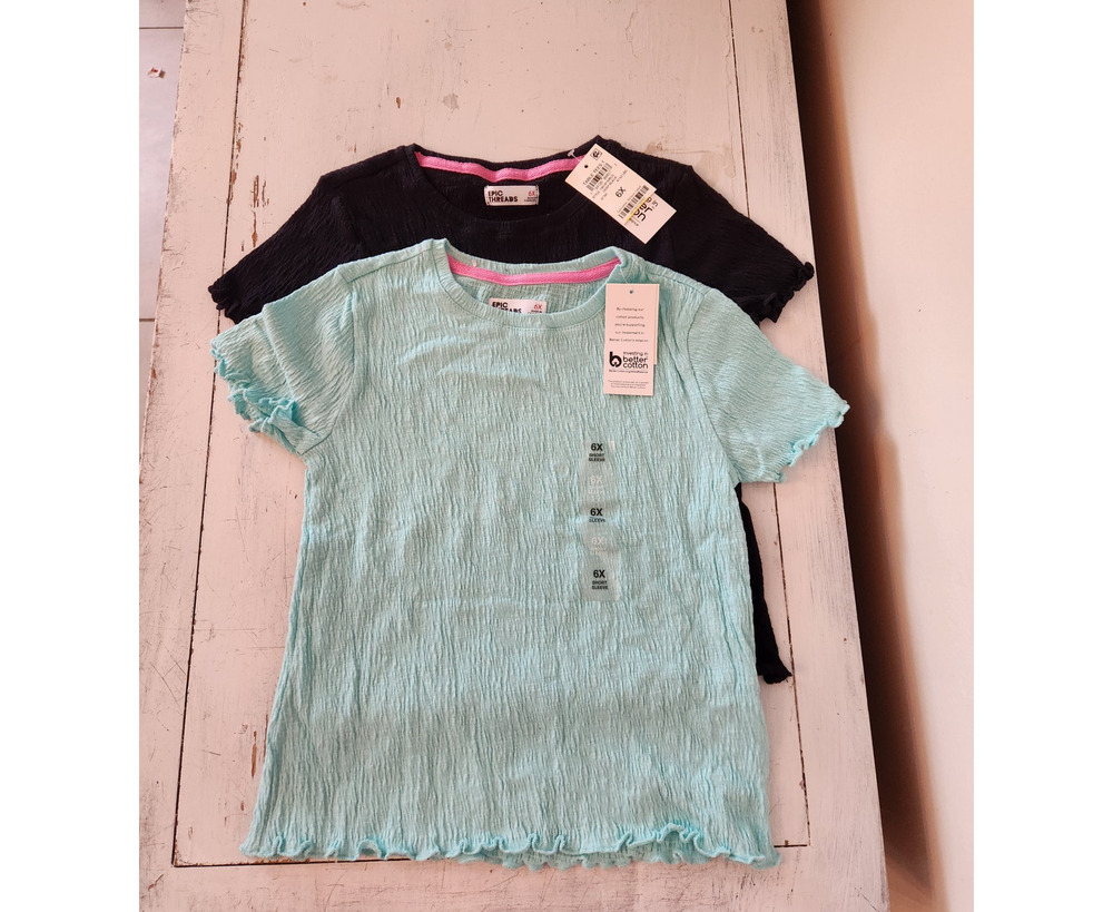 NWT Epic Threads Girls Short Sleeve Shirt Bundle Teal/Black 6X